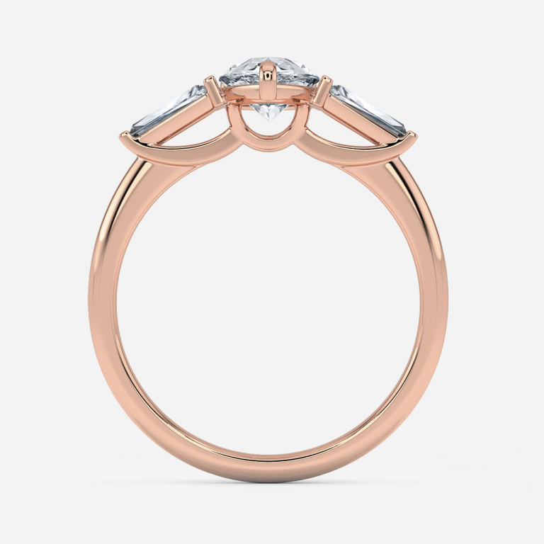 Jeraldine Pear Three Stone Engagement Ring 14K / 18K Solid Gold