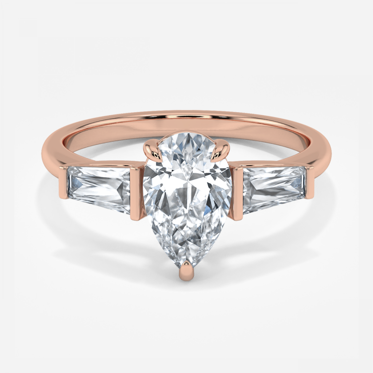 Jeraldine Pear Three Stone Engagement Ring 14K / 18K Solid Gold