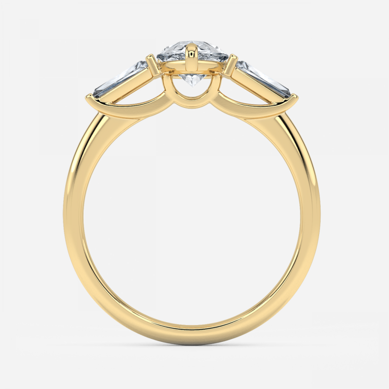 Jeraldine Pear Three Stone Engagement Ring 14K / 18K Solid Gold