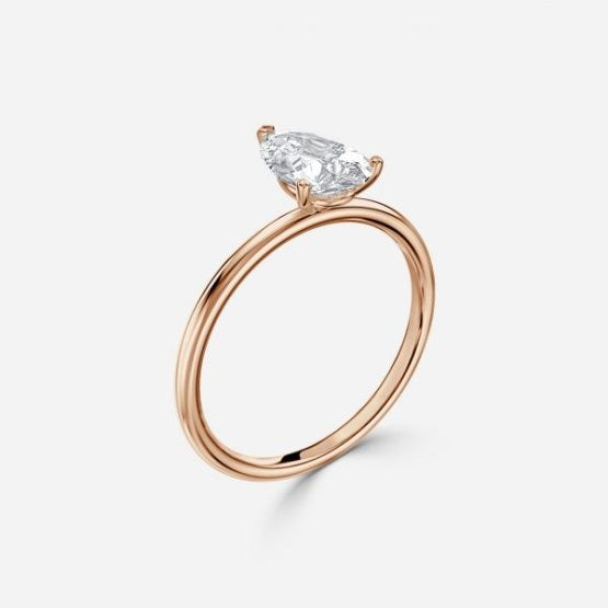 Bdaya Pear Solitaire Engagement Ring 14K / 18K Solid Gold