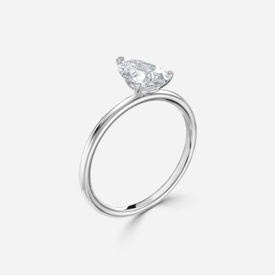 Bdaya Pear Solitaire Engagement Ring 14K / 18K Solid Gold