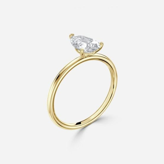 Bdaya Pear Solitaire Engagement Ring 14K / 18K Solid Gold