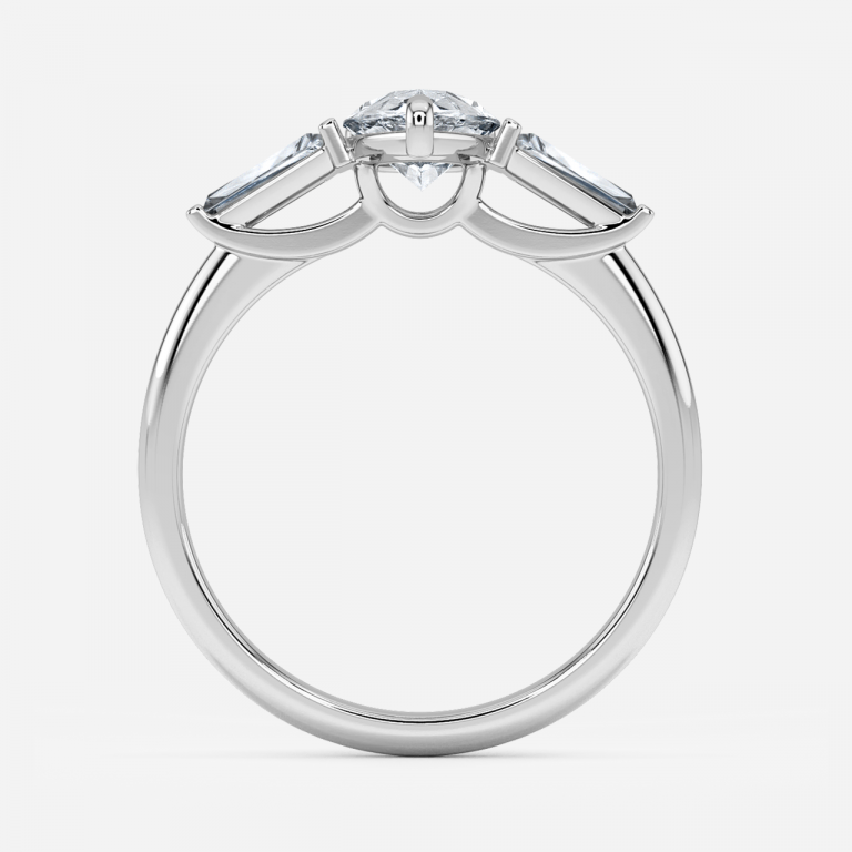 Jeraldine Pear Three Stone Engagement Ring 14K / 18K Solid Gold