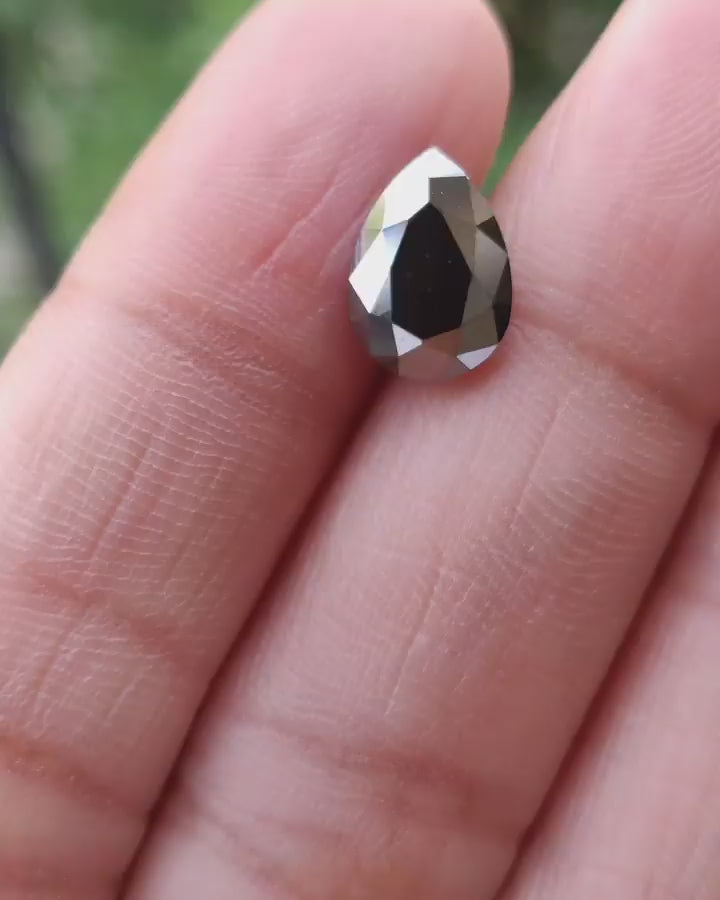 pear black diamond for engagement ring