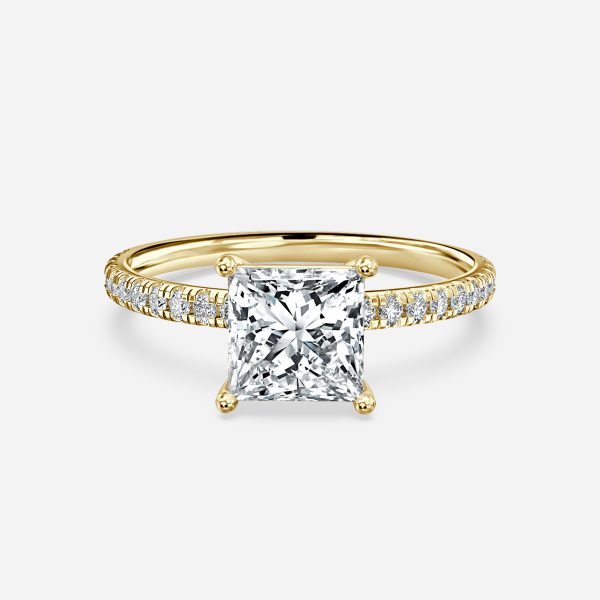 Lux Princess Diamond Band Engagement Ring 14K / 18K Solid Gold