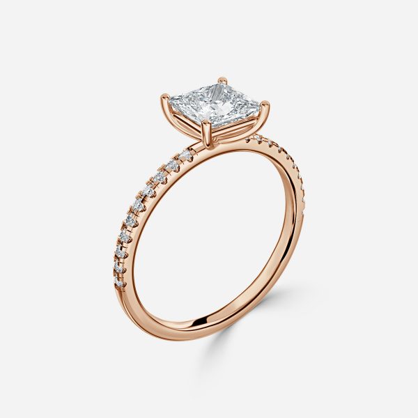 Ulip Princess Diamond Band Engagement Ring 14K / 18K Solid Gold