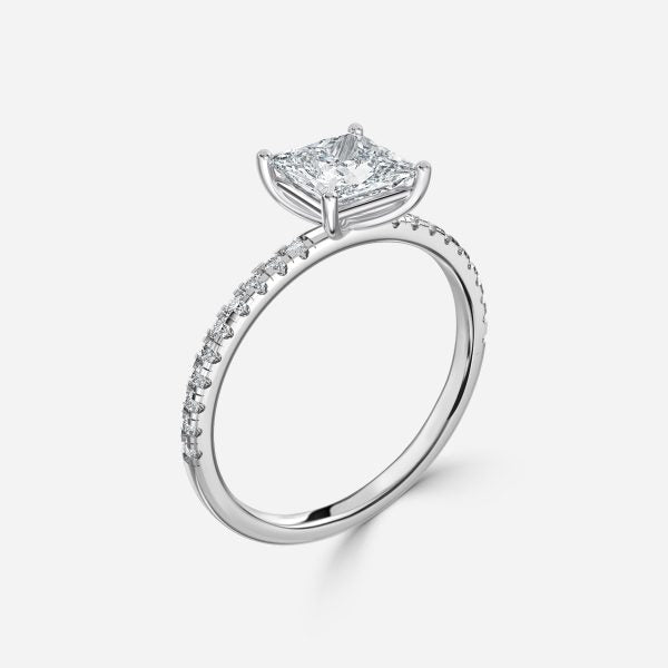 Ulip Princess Diamond Band Engagement Ring 14K / 18K Solid Gold