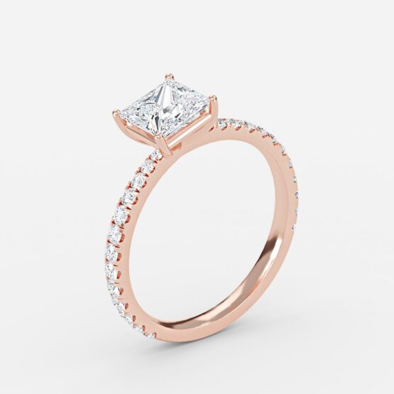 Crown Princess Diamond Band Engagement Ring 14K / 18K Solid Gold