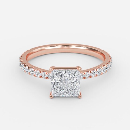 Crown Princess Diamond Band Engagement Ring 14K / 18K Solid Gold