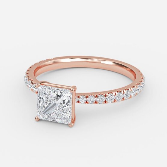 Crown Princess Diamond Band Engagement Ring 14K / 18K Solid Gold