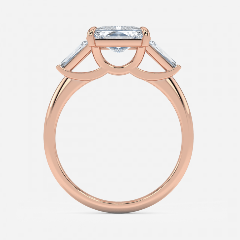Jeraldine Princess Three Stone Engagement Ring 14K / 18K Solid Gold