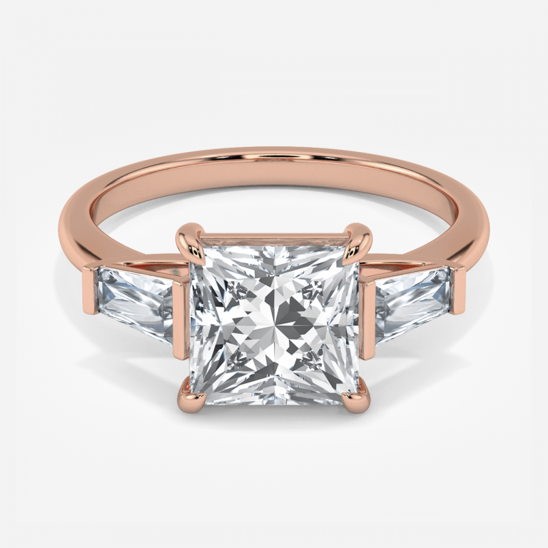 Jeraldine Princess Three Stone Engagement Ring 14K / 18K Solid Gold