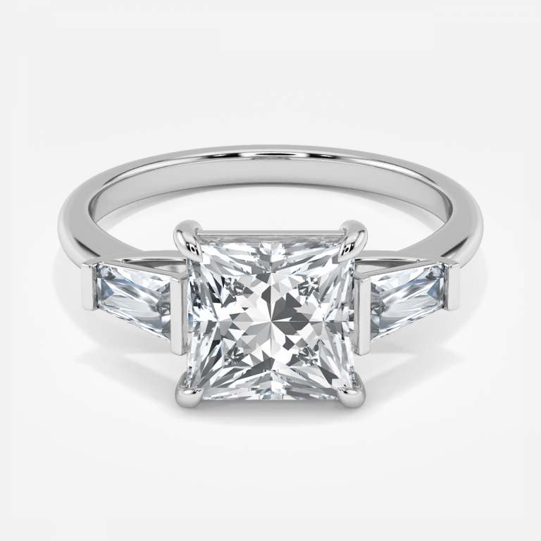 Jeraldine Princess Three Stone Engagement Ring 14K / 18K Solid Gold