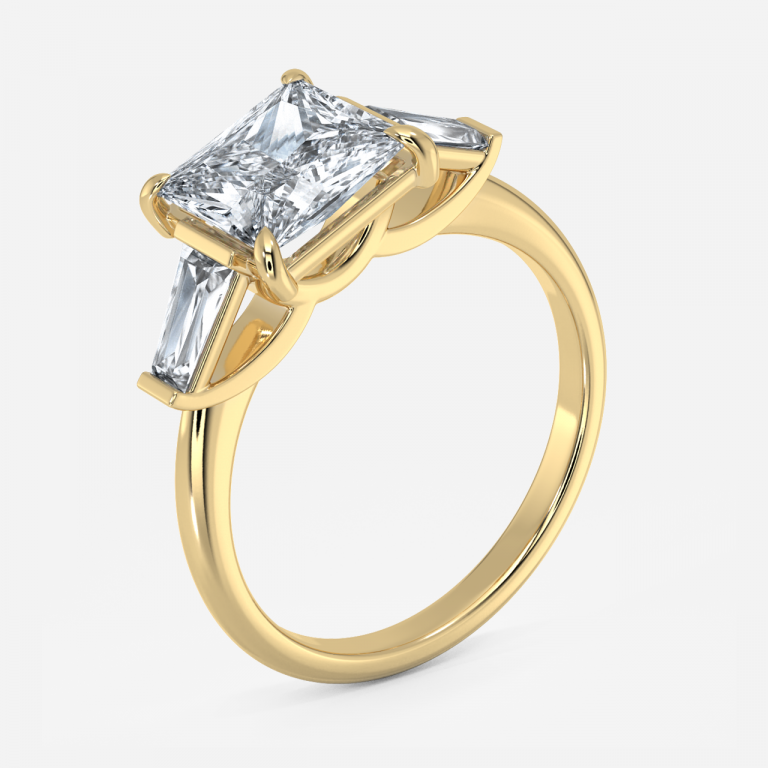 Jeraldine Princess Three Stone Engagement Ring 14K / 18K Solid Gold