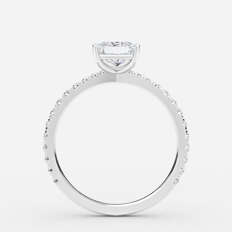 Crown Princess Diamond Band Engagement Ring 14K / 18K Solid Gold