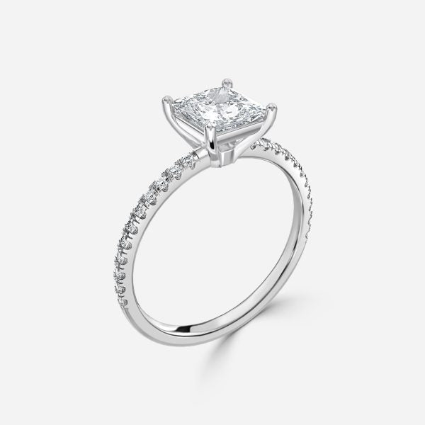 Lux Princess Diamond Band Engagement Ring 14K / 18K Solid Gold
