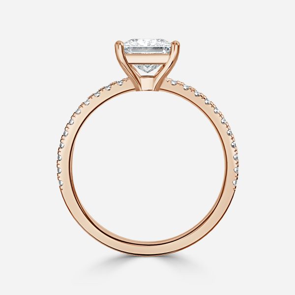 Lux Princess Diamond Band Engagement Ring 14K / 18K Solid Gold