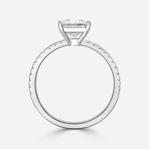 Lux Princess Diamond Band Engagement Ring 14K / 18K Solid Gold