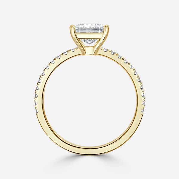 Lux Princess Diamond Band Engagement Ring 14K / 18K Solid Gold