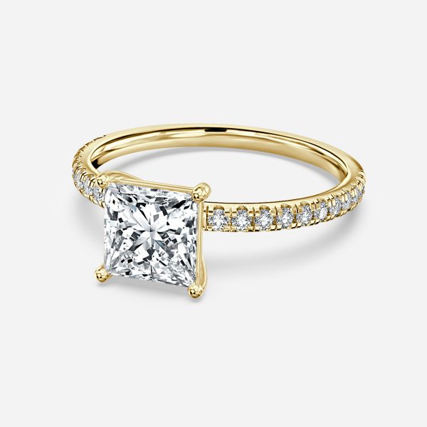 Lux Princess Diamond Band Engagement Ring 14K / 18K Solid Gold