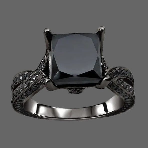 4 Carat Black Princess Cut Diamond Engagement