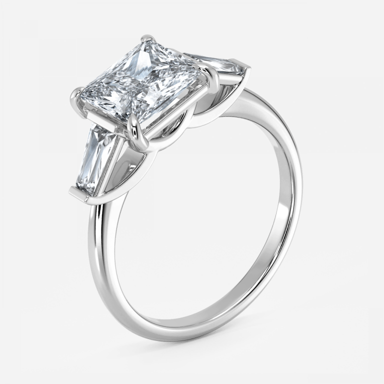 Jeraldine Princess Three Stone Engagement Ring 14K / 18K Solid Gold