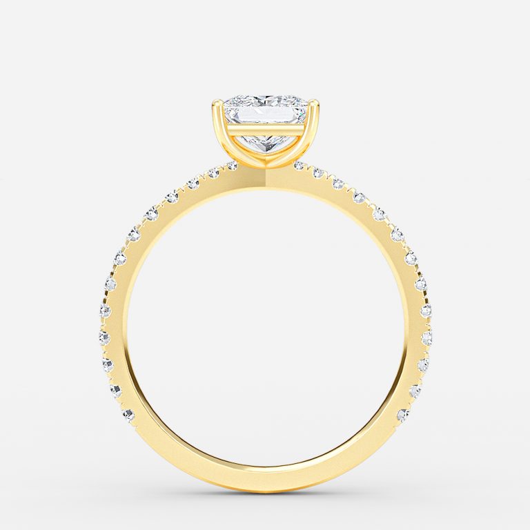 Crown Princess Diamond Band Engagement Ring 14K / 18K Solid Gold