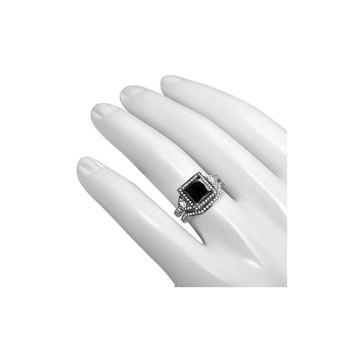 natural black diamond ring princess cut