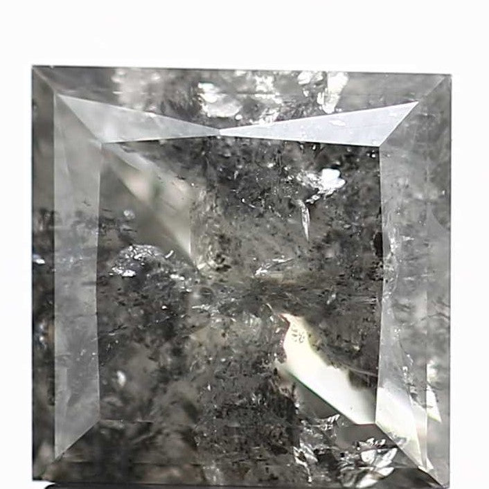 1.25 Carat 5.85 MM Natural Gray Princess Cut Salt and Pepper Diamond - Blackdiamond