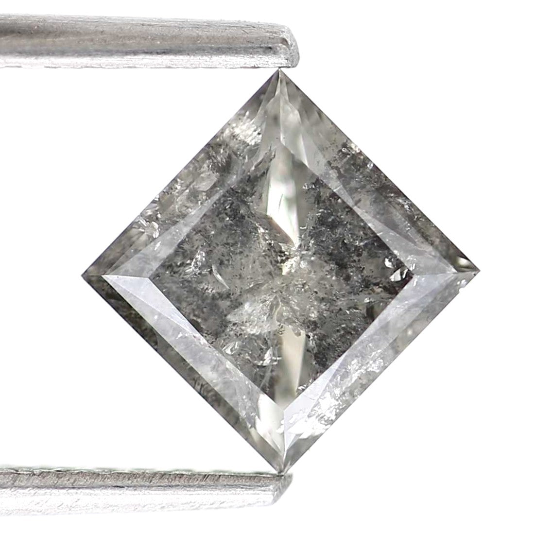 1.25 Carat 5.85 MM Natural Gray Princess Cut Salt and Pepper Diamond - Blackdiamond