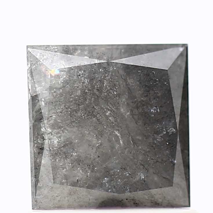 1.18 Carat 5.39 MM Natural Gray Princess Cut Salt and Pepper Diamond - Blackdiamond