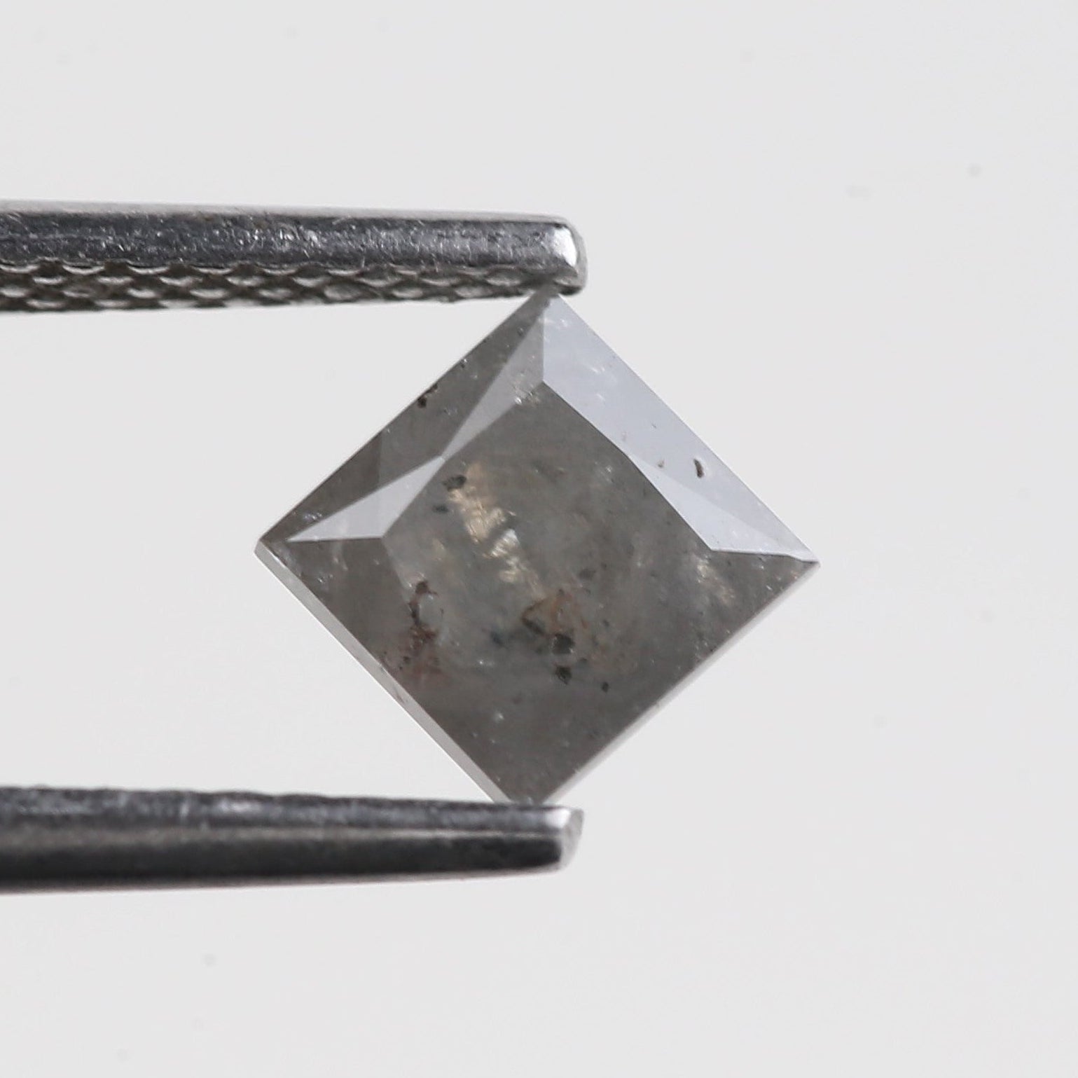 0.86 Carat Salt And Pepper Diamond Princess Cut Natural Diamond 4.91 MM