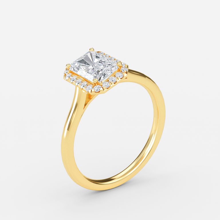 Kevi Radiant Halo Engagement Ring 14K / 18K Solid Gold