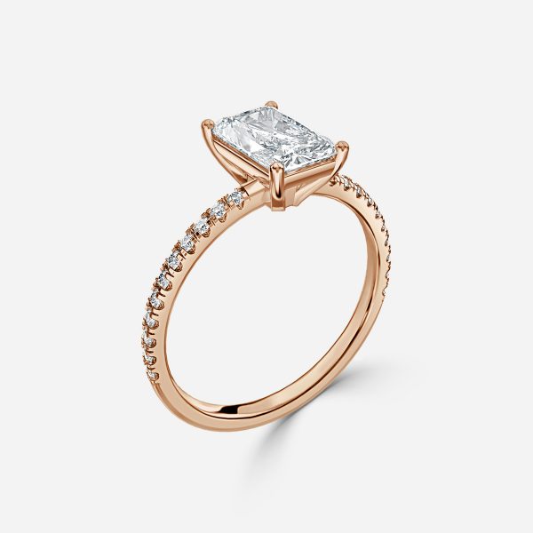 Lux Radiant Diamond Band Engagement Ring 14K / 18K Solid Gold