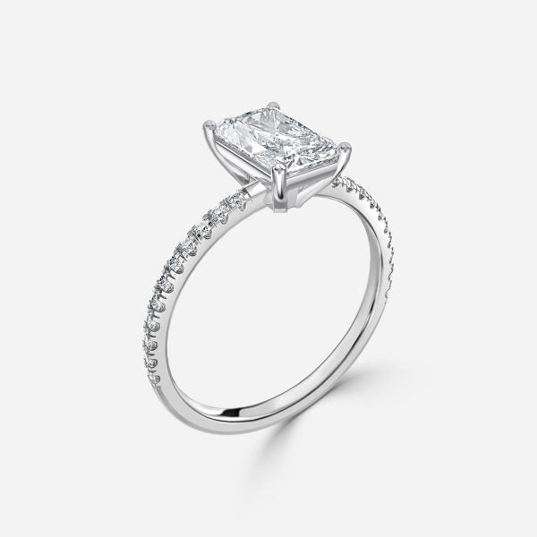 Lux Radiant Diamond Band Engagement Ring 14K / 18K Solid Gold