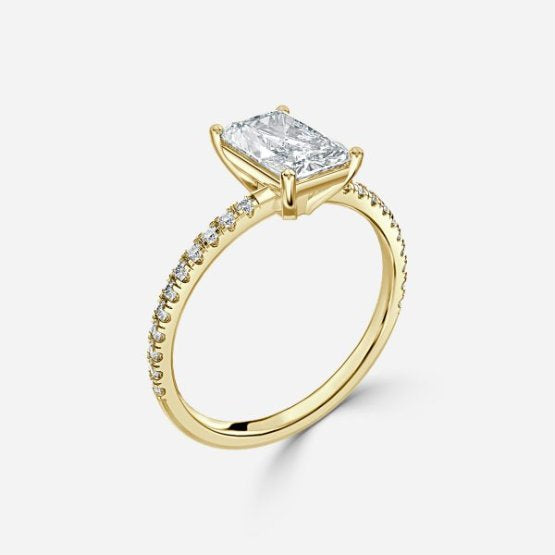 Lux Radiant Diamond Band Engagement Ring 14K / 18K Solid Gold