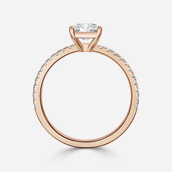 Lux Radiant Diamond Band Engagement Ring 14K / 18K Solid Gold