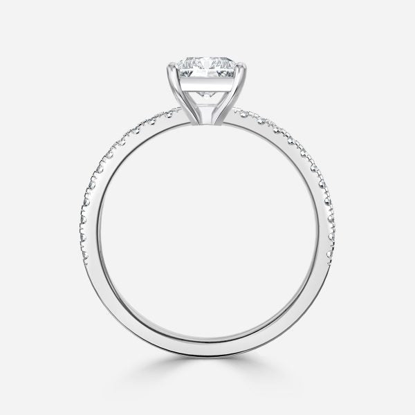 Lux Radiant Diamond Band Engagement Ring 14K / 18K Solid Gold