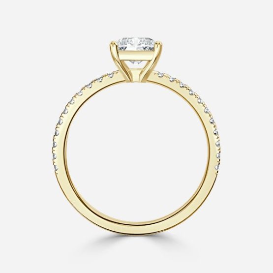 Lux Radiant Diamond Band Engagement Ring 14K / 18K Solid Gold