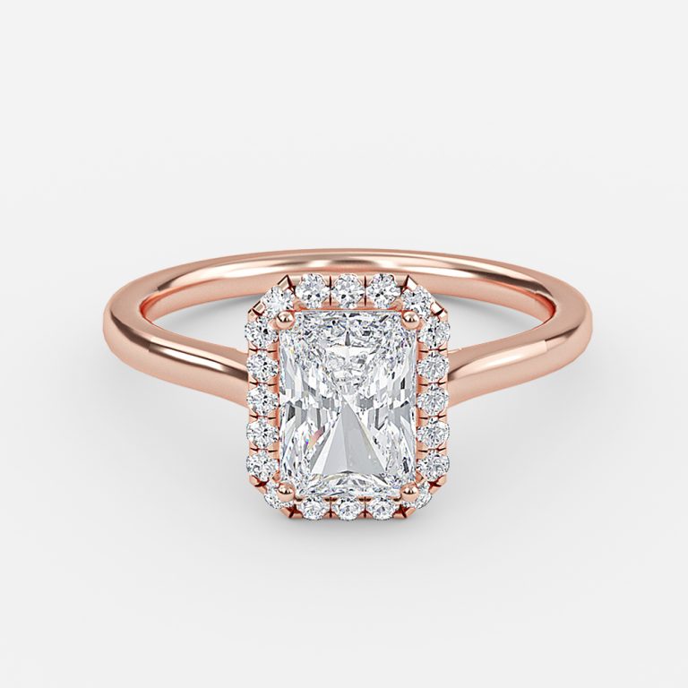 Kevi Radiant Halo Engagement Ring 14K / 18K Solid Gold