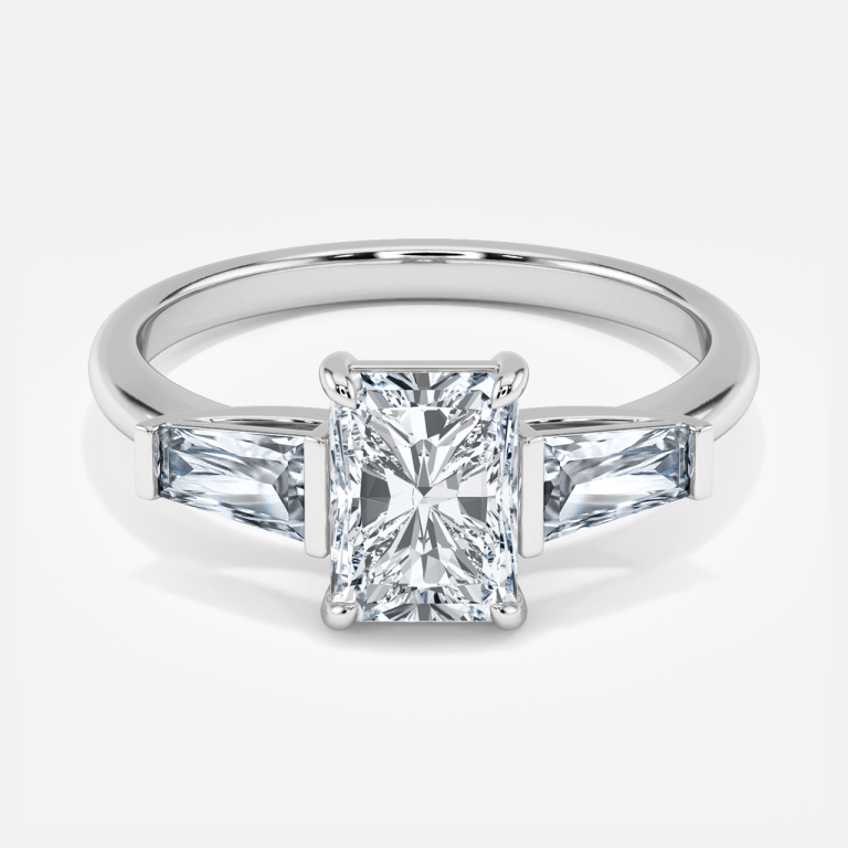 Jeraldine Radiant Three Stone Engagement Ring 14K / 18K Solid Gold