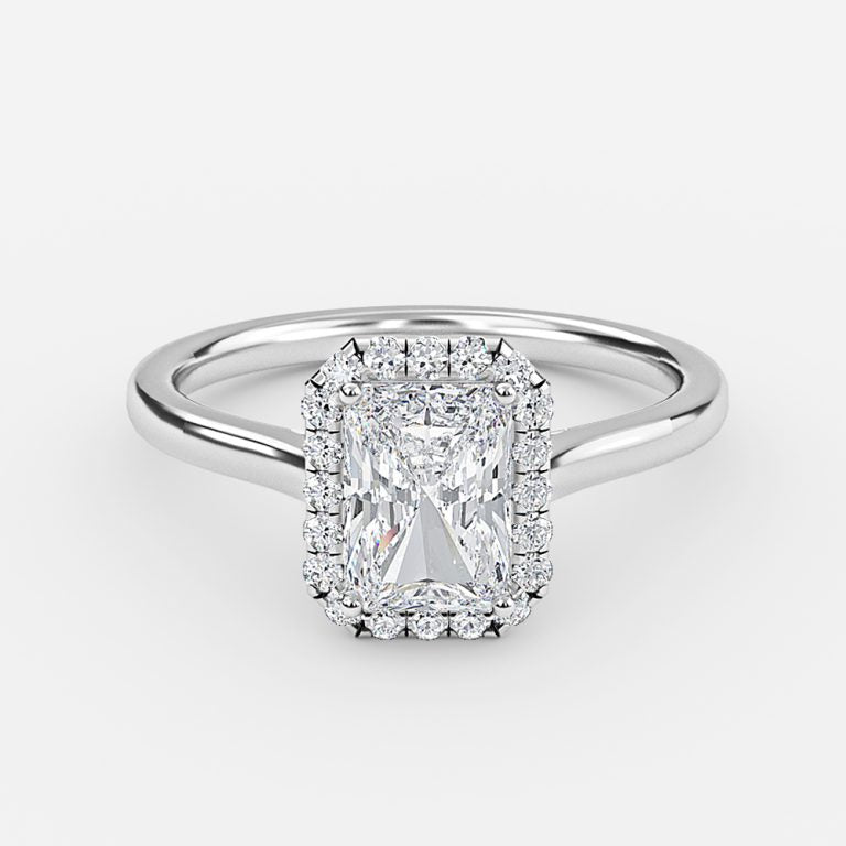 Kevi Radiant Halo Engagement Ring 14K / 18K Solid Gold