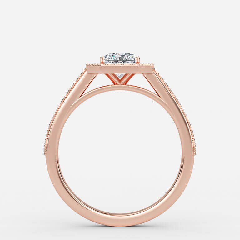 Flswin Radiant Halo Engagement Ring 14K / 18K Solid Gold