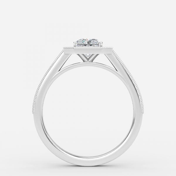 Flswin Radiant Halo Engagement Ring 14K / 18K Solid Gold