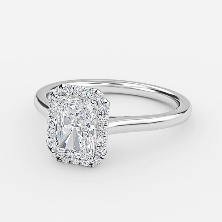 Kevi Radiant Halo Engagement Ring 14K / 18K Solid Gold