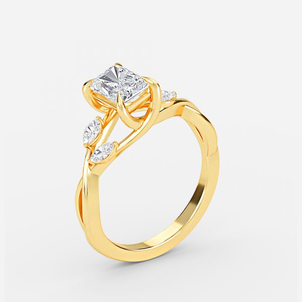 Aura Radiant Unique Diamond Engagement Ring 14K / 18K Solid Gold