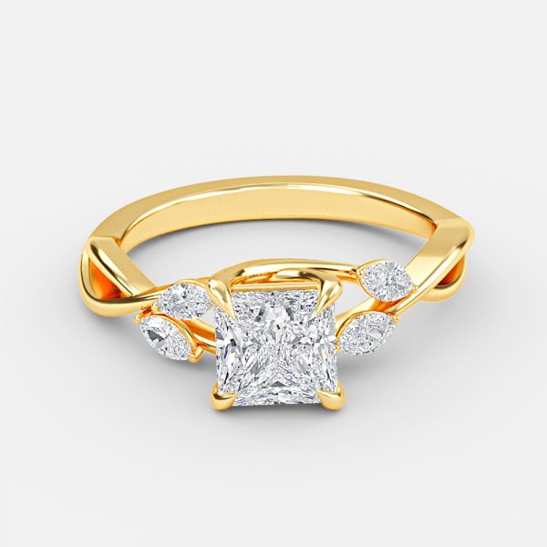Aura Princess Unique Diamond Engagement Ring 14K / 18K Solid Gold
