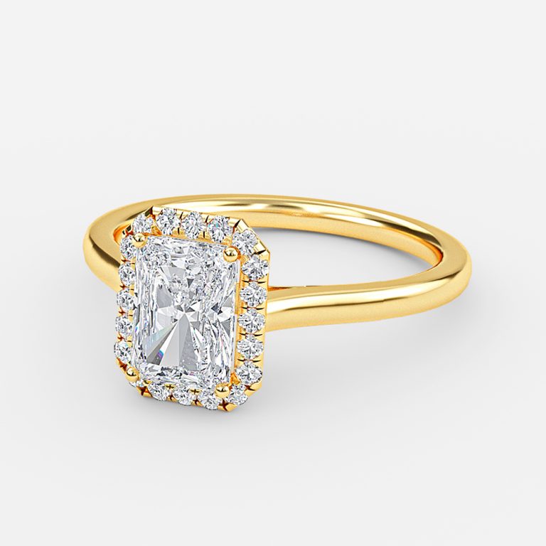 Kevi Radiant Halo Engagement Ring 14K / 18K Solid Gold