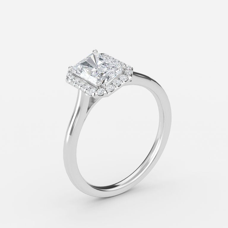 Kevi Radiant Halo Engagement Ring 14K / 18K Solid Gold