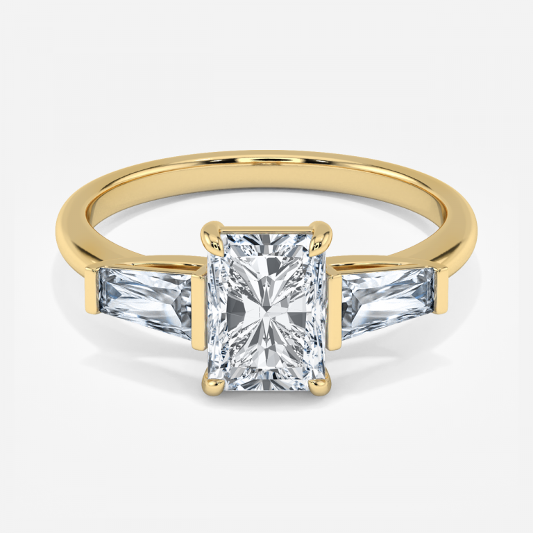 Jeraldine Radiant Three Stone Engagement Ring 14K / 18K Solid Gold